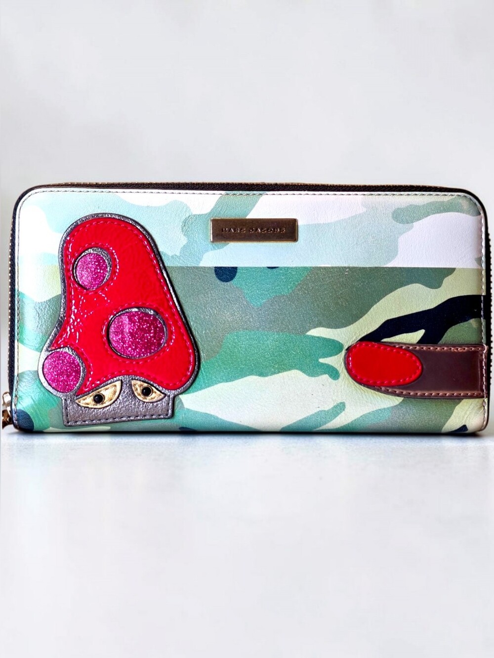 Marc Jacobs KCamo Zip Wallet with Red Mushroom Applique